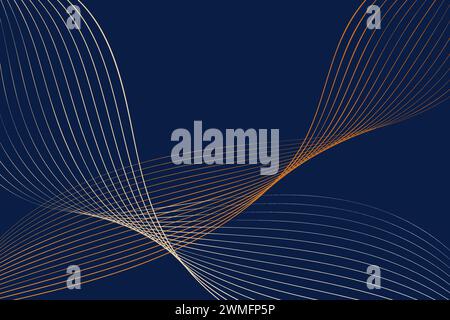 Plain blue background adorned with intricate gold lines running across it. The contrast between the two colors creates a striking visual impact Stock Vector