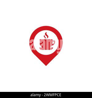 Pin Location Drink Icon. Pin Coffee Logo Stock Vector
