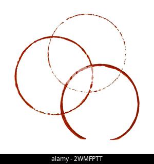 Stains roud Wine glass or coffee cup, hand drawn red circle watercolor on white background. Vector illustration Stock Vector