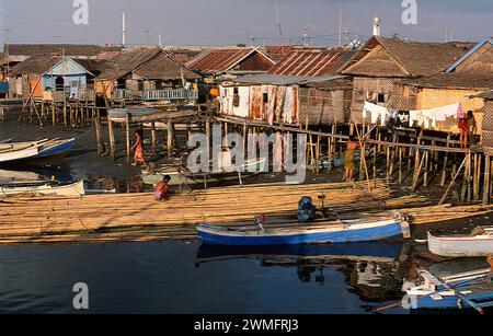 Makassar or Ujung Pandang, stilt houses. Sulawesi, Indonesia. Stock Photo