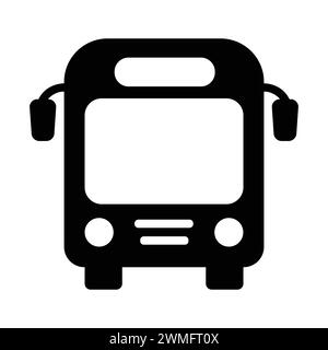 Bus Icon Outline. Bus Front View Flat Icon For Apps And Websites. Frontal Vehicle Symbol On Transparent Background. Public Transport Illustration Stock Vector