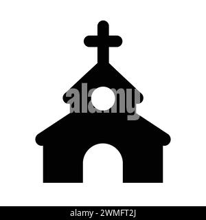 Church Icon. Christian Church House Classic Black Icon On White Background. Vector illustration Stock Vector