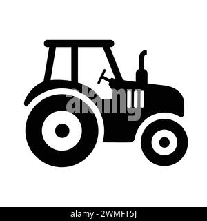 Tractor Icon On White Background. Farm Tractor Silhouette. Agricultural Vehicle Outline Stock Vector
