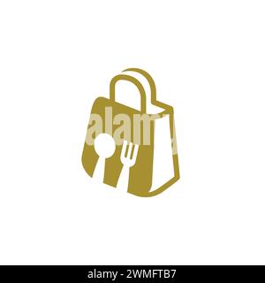 Shop Food Bag Icon. Online Food Shop Logo Stock Vector
