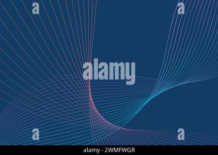 A blue background serves as the canvas for intricate lines and curves. The combination of sharp angles and smooth arcs creates a dynamic visual contrast and abstract design Stock Vector