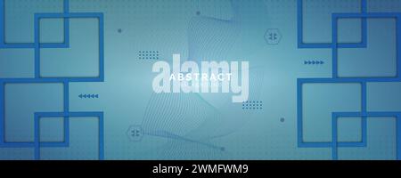 Futuristic light blue abstract background with lines and shadow, geometric shape overlap layers, graphic pattern banner template design Stock Vector