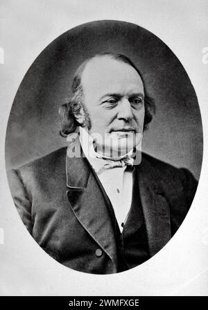 Portrait of Louis Agassiz (1807-1873) Swiss-U.S. Naturalist, Biologist, Geologist, Zoologist, Glaciologist & Geologst.  Vintage or Historic Print c1860. Stock Photo