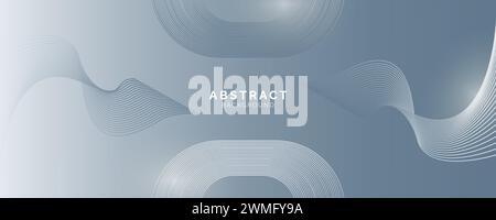 Abstract background with white gray gradient lines and white composition, modern template for website, banner art, poster design, vector Stock Vector