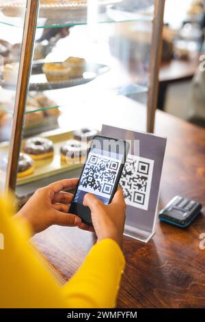 Cooking Qr Code Scan QR code for contactless menu. Flat lay composition with cooking ...