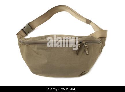green waist bag on a white background Stock Photo