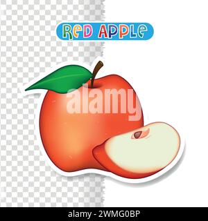 Realistic red apple sticker or label isolated on white background vector Stock Vector