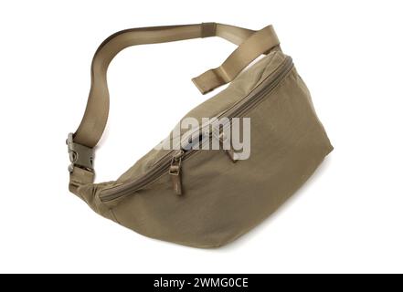 green waist bag on a white background Stock Photo