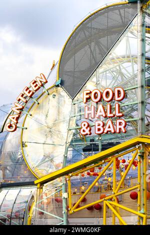 Exterior of the Design District Canteen pavilion, North Greenwich, London, England Stock Photo