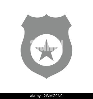 Police officer badge. Vector glyph symbol with star, law enforcement. Stock Vector