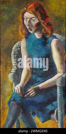 Katz Hanns Ludwig - Young Woman in a Wicker Chair Stock Photo