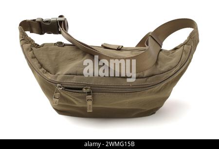 green waist bag on a white background Stock Photo