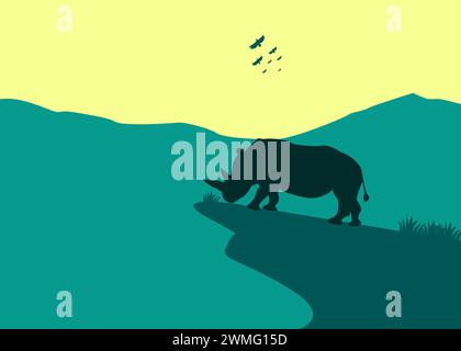 art illustration design of background rhinoceros Stock Vector