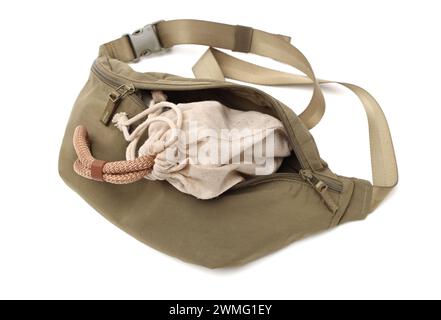 green waist bag on a white background Stock Photo