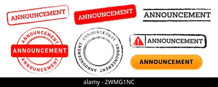 announcement rectangle and circle stamp label sticker sign attention important information Stock Vector