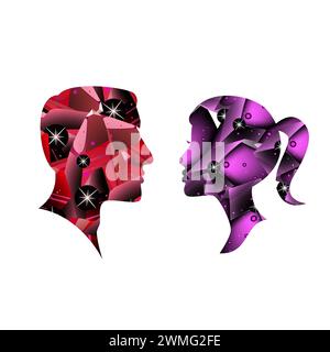 Art illustration design concept head human with abstract geometric colorful of face human Stock Vector