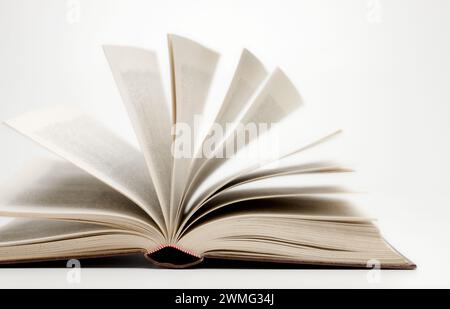 Open book with pages flipping over Stock Photo