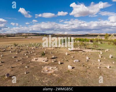 necropolis of 'Las Ruedas', ancient Vaccea city of Pintia, Padilla de Duero, Valladolid province, Spain Stock Photo