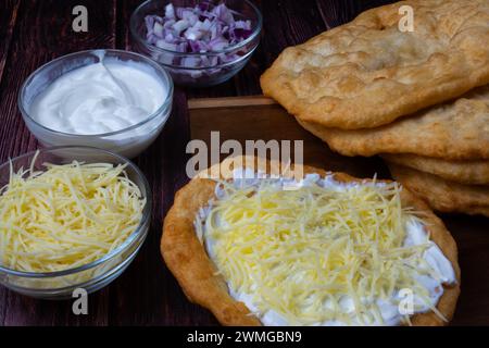 Hungarian deep fried flatbread Stock Photo