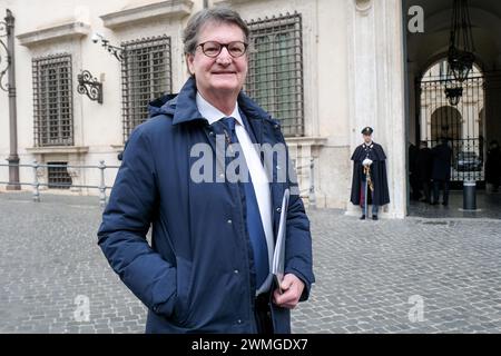 Foto Mauro Scrobogna/LaPresse 26-02-2024 Roma (Italia) - Politica - Governo, Palazzo Chigi, il Governo incontra le parti sociali sul tema degli infortuni sul lavoro - Nella foto: Giorgio Delpiano CONFAPI  February 26, 2024 Rome (Italy)- Politics - Government, Palazzo Chigi, the Government meets the social partners on the topic of accidents at work- In the foto: Giorgio Delpiano CONFAPI Stock Photo