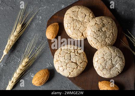 Almond cookie Acibadem with almond on rustic background, turkish cooky Stock Photo
