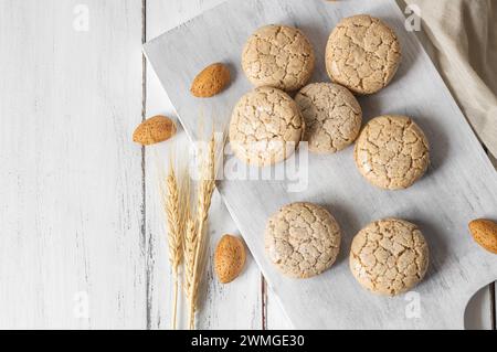 Almond cookie Acibadem with almond on rustic background, turkish cooky Stock Photo