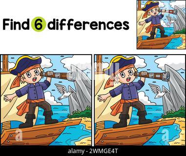 Pirate Ship Find The Differences Stock Vector Image & Art - Alamy