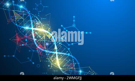 Scientific and technological background. Abstract image of DNA molecule. Vector illustration. Hand drawn. Stock Vector