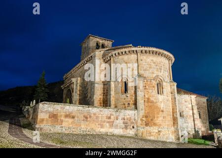 collegiate church of San Pedro de Cervatos, Romanesque, Cervatos, municipality of Campoo de Enmedio, Cantabria, Spain Stock Photo