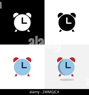 Art illustration design sport logo concept icon with silhouette of alarm Stock Vector