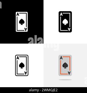 Art illustration design sport logo concept icon with silhouette of ace card Stock Vector