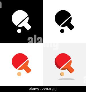 Art illustration design sport logo concept icon with silhouette of tabble tennis Stock Vector
