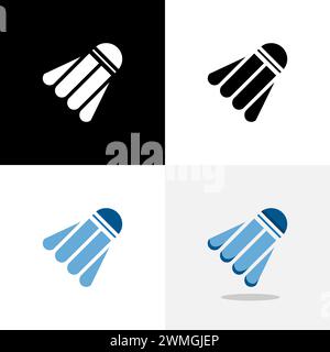 Art illustration design sport logo concept icon with silhouette of badminton Stock Vector