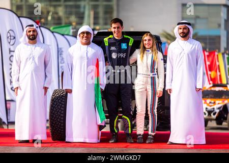 312 KLAASSEN Puck (NLD), SANZ Augusto (ARG), Taurus B.V., Taurus T3 MAX, ambiance during the starting podium of the 2024 Abu Dhabi Desert Challenge, on February 26, 2024 in Abu Dhabi, United Arab Emirates Stock Photo