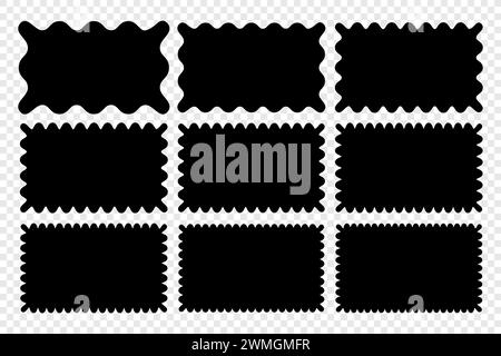 Wavy edge rectangle shapes icon vector set Stock Vector