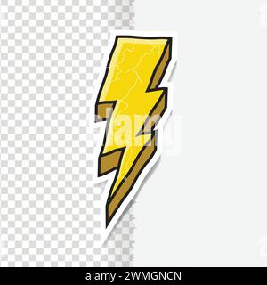 Cartoon hand drawn lightning bolt flash thunder yellow electric icon Stock Vector
