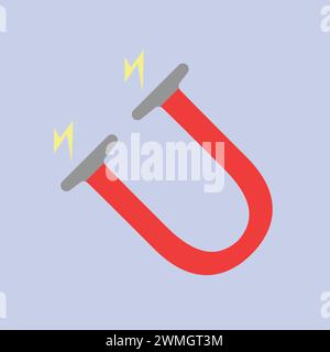 Horshoe shaped magnet icon - flat design Stock Vector