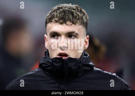 Milano, Italy. 25th Feb, 2024. Jan-Carlo Simic of Ac Milan during warm up before the Serie A match beetween Ac Milan and Atalanta Bc at Stadio Giuseppe Meazza on February 25, 2024 in Milano, Italy . Credit: Marco Canoniero/Alamy Live News Stock Photo