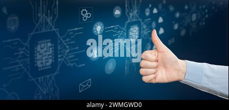 Using virtual network. Business digital technology. Cyber security Stock Photo