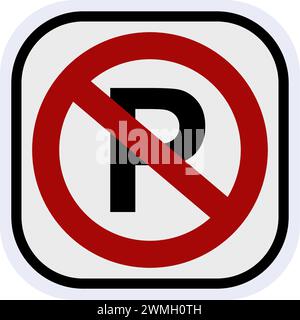 No Parking symbol used to indicate illegal to park at this location Stock Vector