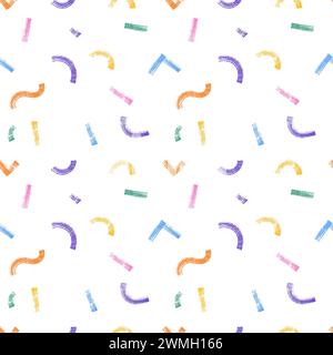 Seamless pattern with Colored chalk stripes. Hand drawn charcoal lines and squiggles, scribbles. Vector crayon dry brush marker drawing. Freehand diff Stock Vector