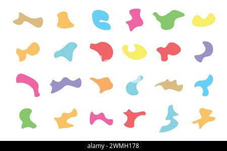 Fluid flat colourful organic shapes abstract design, drop of liquid, paint for liquid shapes in modern style, simple rounded, smooth Stock Vector
