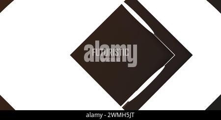 Futuristic dark brown abstract background with gold lines and shadow, geometric shape overlap layers, graphic pattern banner template design Stock Vector