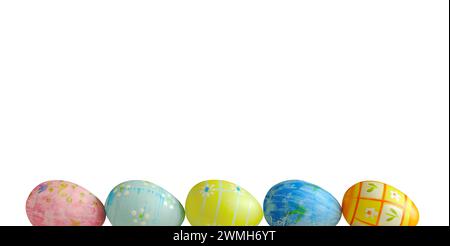 multicolored eater eggs isolated on white background,easter,holiday,springtime,background,mockup,design element Stock Photo