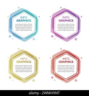 Different colour gradients infographic badges, abstract polygon shape composition vector illustration Stock Vector