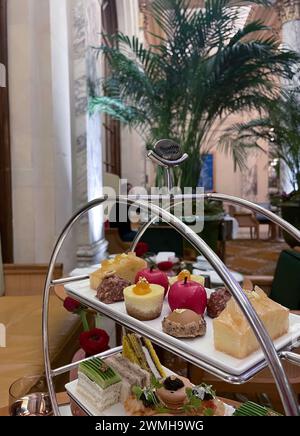 The Palm Court located in the heart of the Plaza Hotel features a high tea service, 2024, New York City, USA Stock Photo